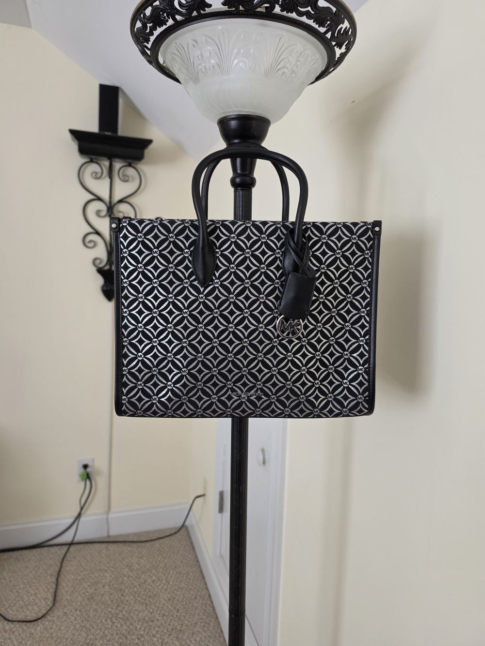 Michael Kors Mirella Black & Silver Geometric Tote